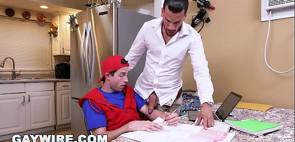  GAYWIRE - Step Dad Helps His Step Son Study, With A RAW Dick In The Ass!